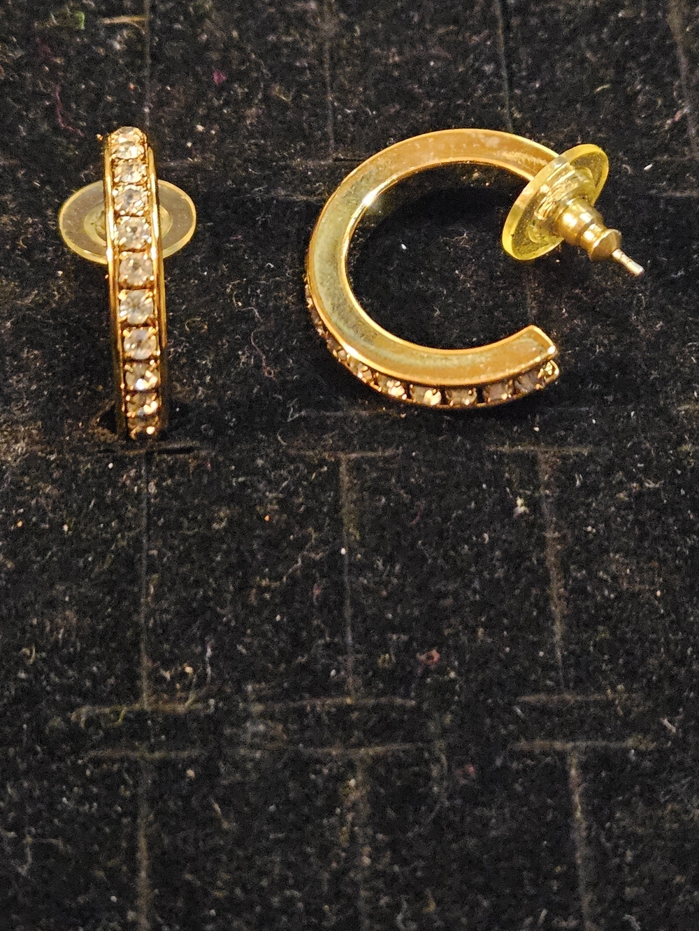 Avon Gold-Tone Crystal Hoop Stud Earrings